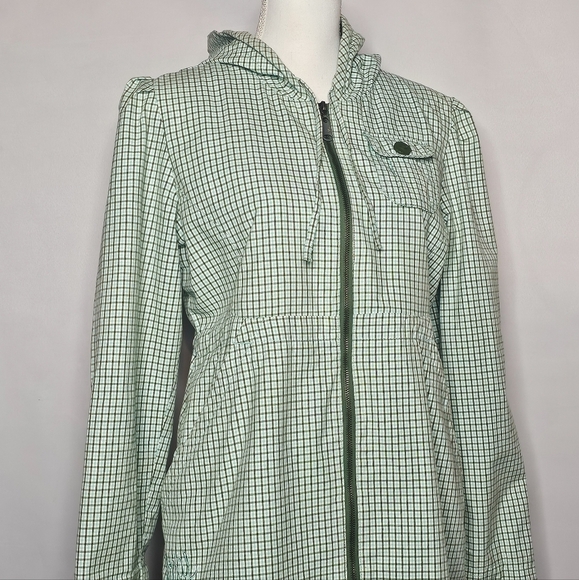 Roxy Green Checkered Jacket with Adjustable waist Size Large - Picture 2 of 8